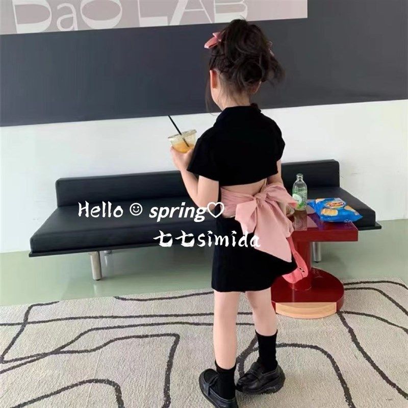 女童polo衫短袖收腰连衣裙夏季洋气女孩蝴蝶结露儿童裙子夏款,童装/婴儿装/亲子装,连衣裙,淘宝优惠券,粉丝福利购,淘宝优惠卷