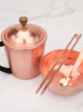 铜水杯铜碗铜餐具补铜家用四件套紫铜勺筷子纯铜纯手工带盖铜茶杯