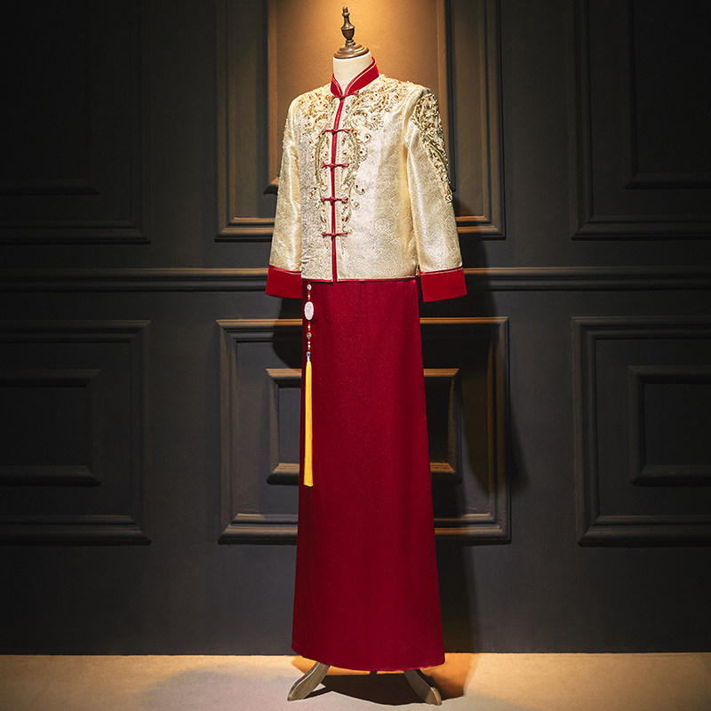 男装秀禾服2024新款中式新郎大码结婚礼服男士敬酒接亲龙凤褂婚服,男装,唐装,淘宝优惠券,粉丝福利购,淘宝优惠卷