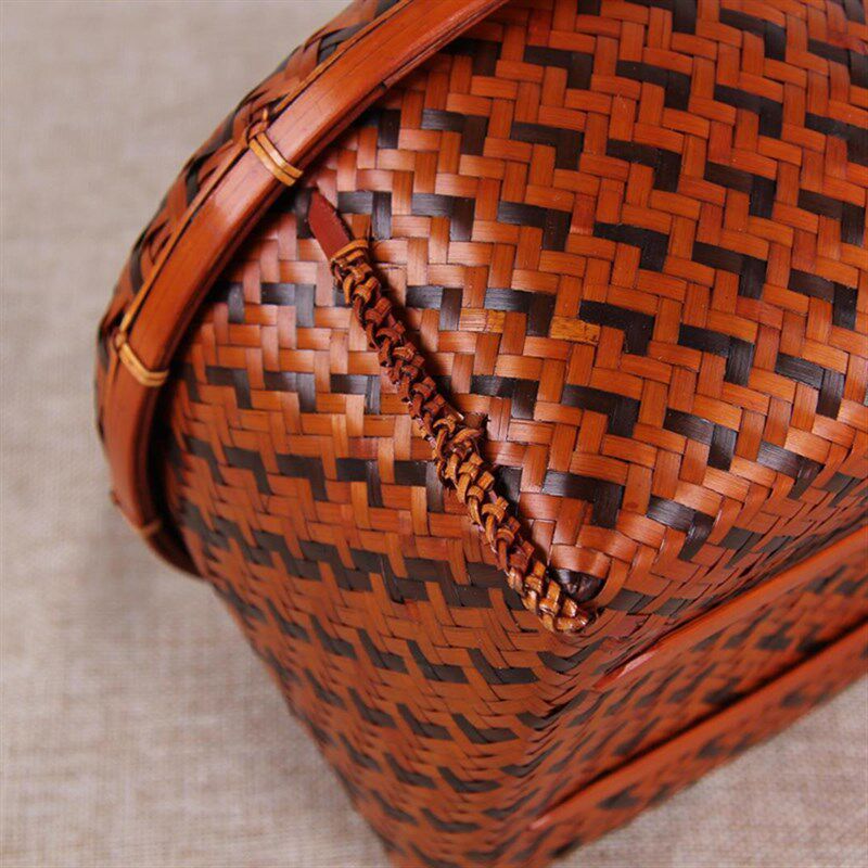 复古竹编食盒 收纳篮 茶点盘 果篮 糕点盘 普洱茶盒 茶道收纳盒