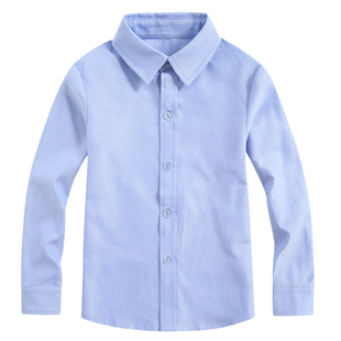 霍普诗顿春季幼儿男童纯白色衬衫大小童长袖女童衬衣大童格子衬衫
