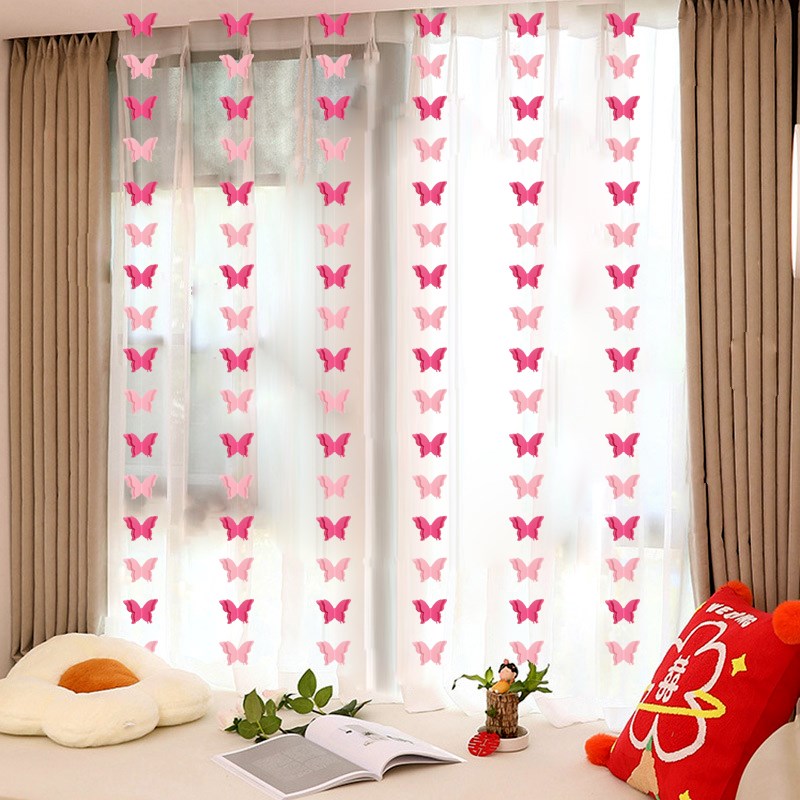 结婚长条喜字贴窗帘挂件婚房布置套装卧室装饰蝴蝶长拉花婚庆用品