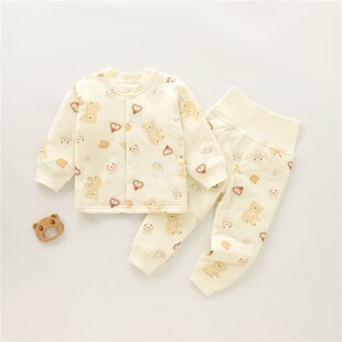 1岁宝宝薄棉套装40克秋冬分体加棉衣男婴儿女宝夹棉家居服睡衣服