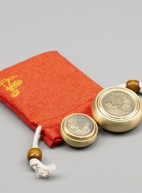 黄铜手把件一亿解压创意把玩神器单面旋转随身玩物铜摆件指尖陀螺