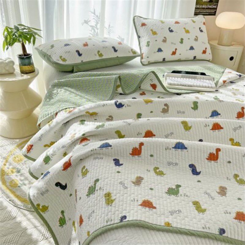 韩式纯棉加厚卡通可爱儿童绗缝床盖床垫床单三件套可定做