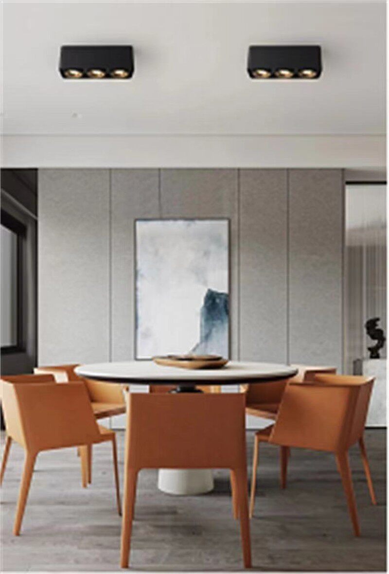 无主灯照明led方形明装射灯家用双头格栅吸顶COB斗胆灯客厅免开孔