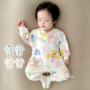 婴儿棉服保暖秋冬款男女宝宝夹棉连体衣冬季新生婴幼儿薄棉衣服冬