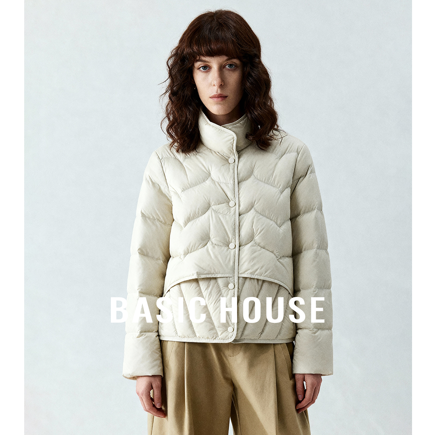 Basic House/百家好25秋冬新款短款立领羽绒服女轻便保暖百搭外套