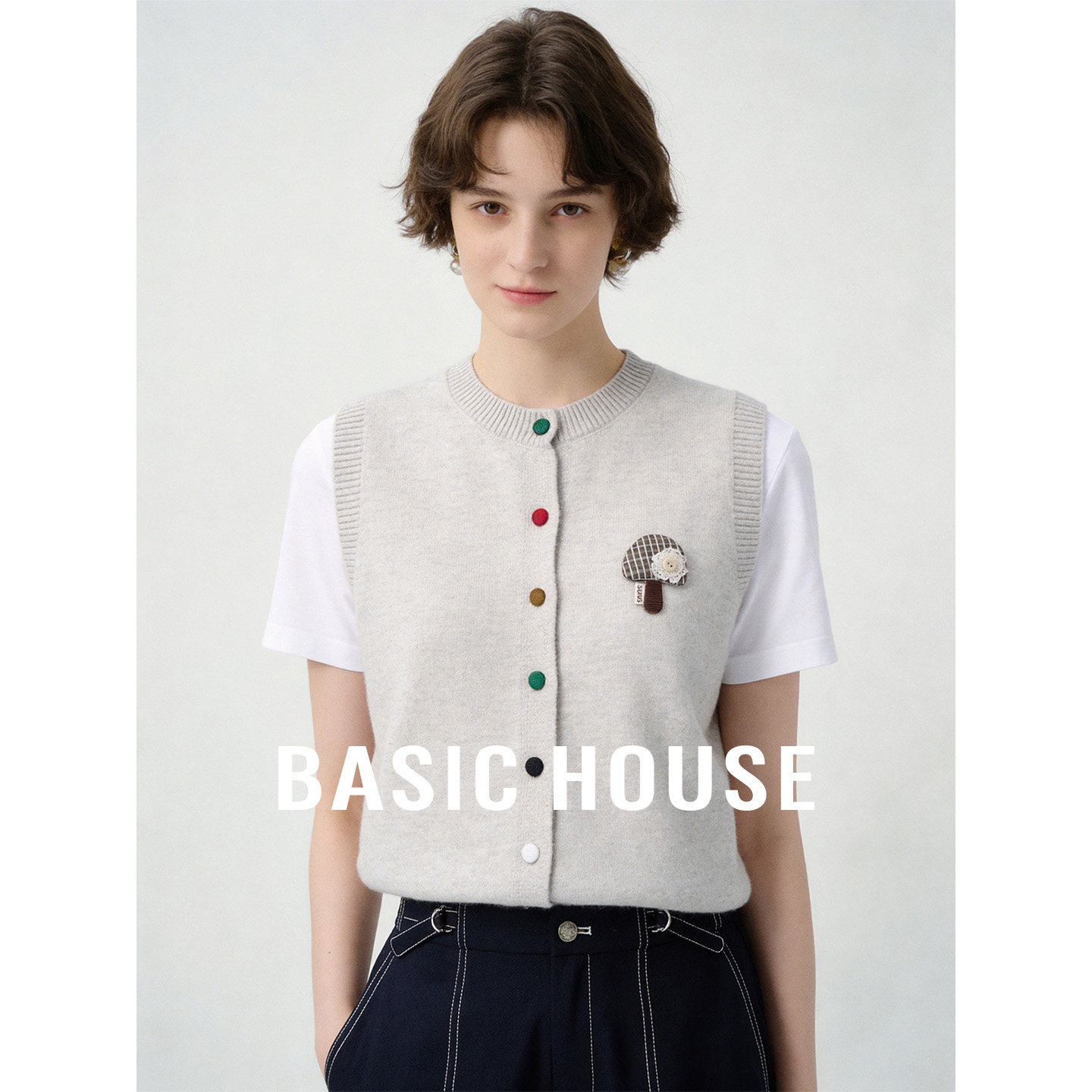 Basic House/百家好韩系学院风针织马甲开衫女春夏叠穿百搭背心