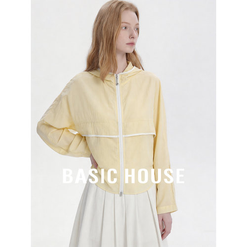 Basic House/百家好2026夏新款连帽宽松休闲透气防晒服女百搭外套