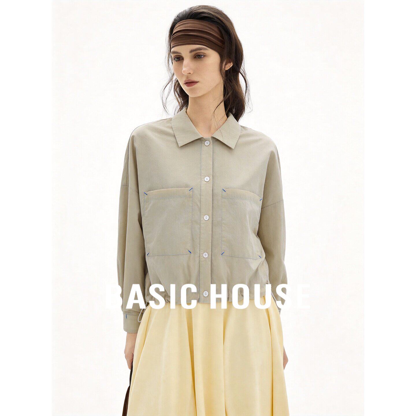 BasicHouse百家好轻薄防晒外套女夏季短款工装衬衫空调衫新款上衣