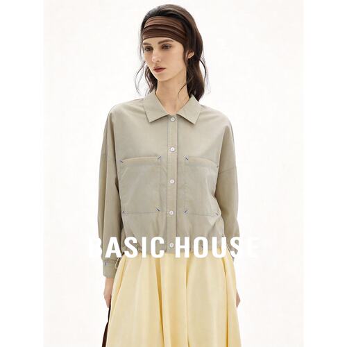 BasicHouse百家好轻薄防晒外套女夏季短款工装衬衫空调衫新款上衣