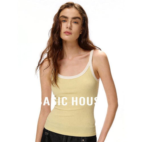 Basic House/百家好大U领基础简约内搭女26夏季新款百搭吊带背心