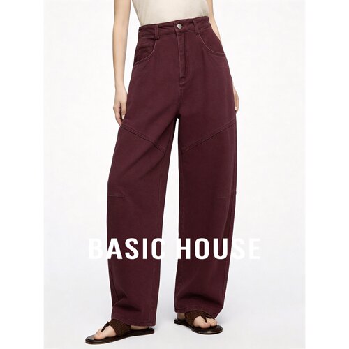 Basic House/百家好美拉德风高腰直筒牛仔裤女夏季百搭阔腿长裤