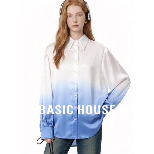 Basic House/百家好老钱风渐变色衬衫女宽松长袖艺术感晕染衬衫