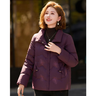 秋冬90绒保暖御寒连帽女士新国标厚款 羽绒服外套中老年妈妈装