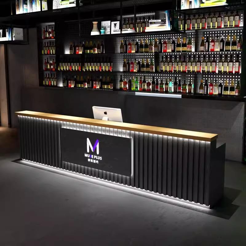 台球厅吧台收银台健身房体育馆接待台咖啡店复古工业风酒吧接待台