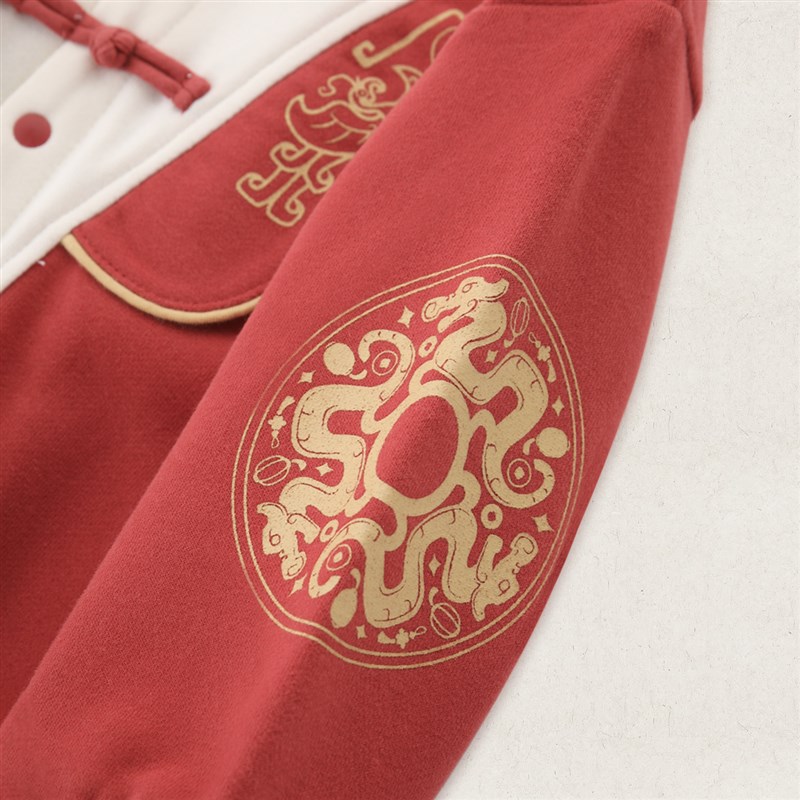 宝宝周岁礼服男宝女宝红色百天衣服龙年新中式秋冬卫衣婴儿连体衣