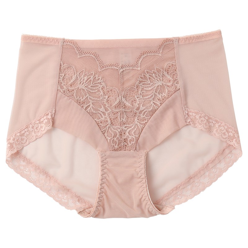 4条高腰蕾丝内裤女收腹性感无痕透气纯棉裆大码胖mm包臀三角裤头