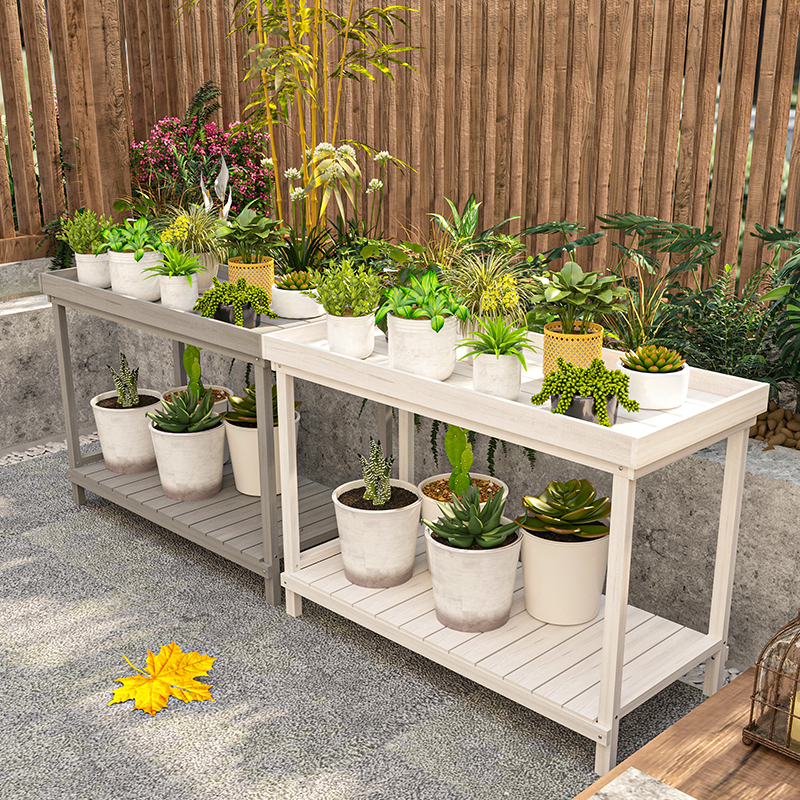 防腐木多肉花架阳台室外实木落地式木质户外置物架大花盆多层架子