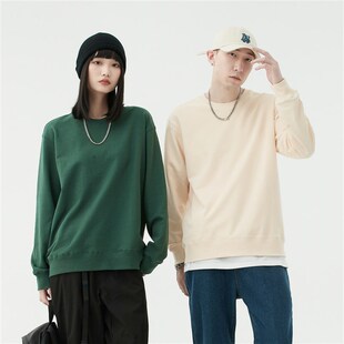 【小白家】秋季重磅300g纯棉连帽套头卫衣男女纯白色帽衫宽松内搭