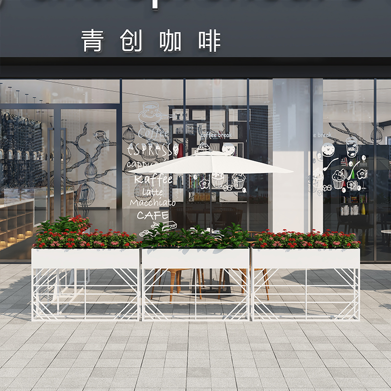 户外花箱组合铁艺隔断花槽商场奶茶店咖啡厅围栏花器外摆室外花架