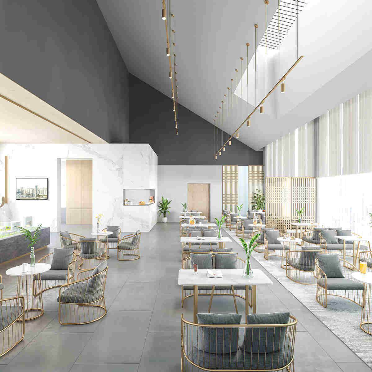 锻造师灯具陶瓷店陈列北欧铁艺卡座沙发售楼部办公洽谈会客区