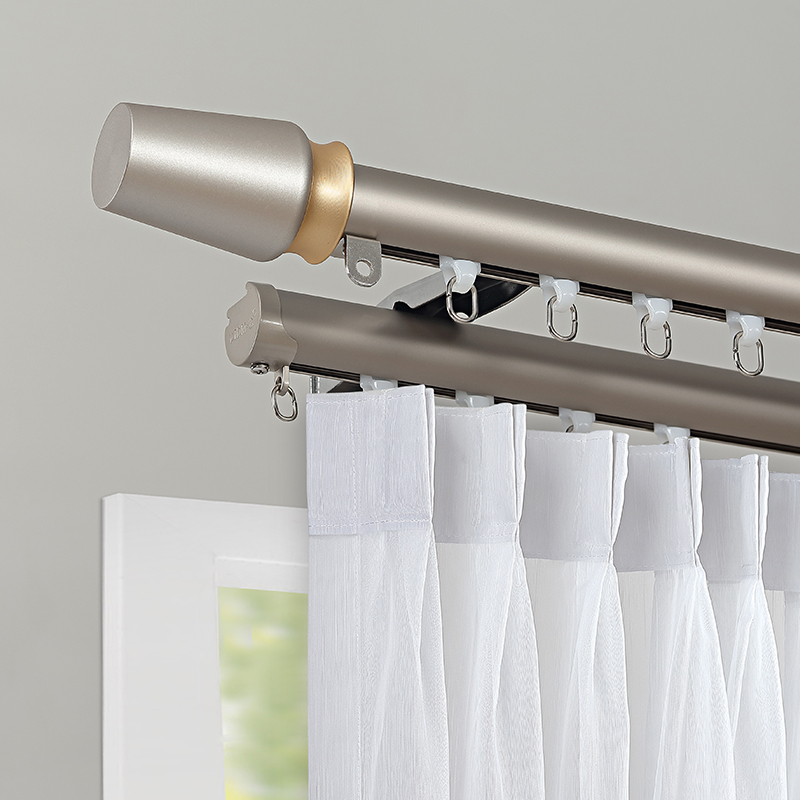 窗帘杆窗帘一整套单杆轨道挂钩铝合金静音轻奢滑轨双杆全套罗马杆