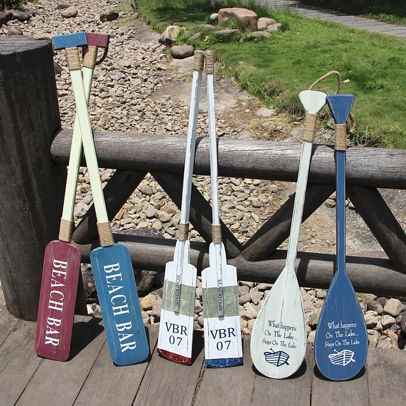 地中海复古木桨船桨挂饰酒吧船浆摆件墙壁装饰桨片家居装饰品壁饰