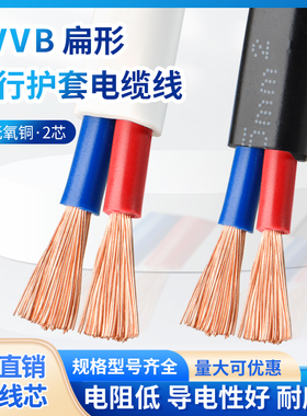 电线家用二芯护套线白色RVVB2芯1.0/1.5 2.5平方铜芯家用电线软线