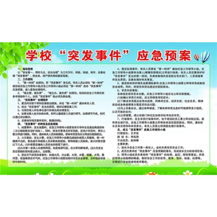 学校突发公共卫生应急预案制度海报学校园公共场所突发事件贴纸