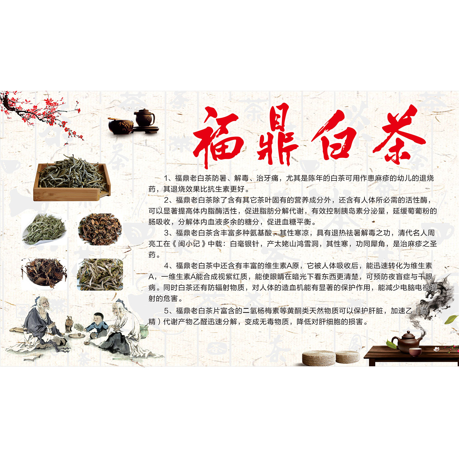 福鼎老白茶海报展板福鼎白茶的功效福鼎白茶太姥山白茶墙贴墙纸