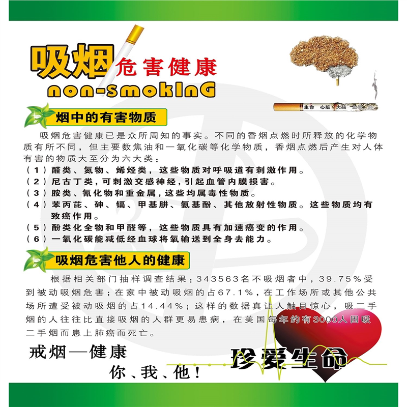吸烟危害健康烟中的有害物质吸烟危害他人的健康海报展板墙贴墙纸