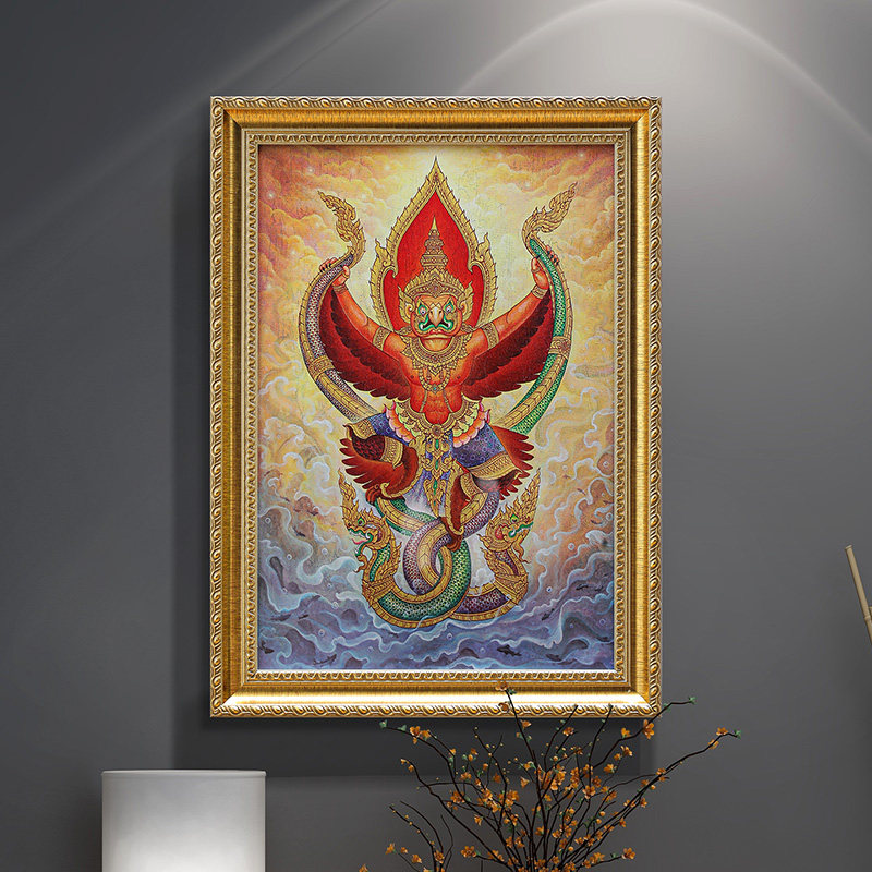 异丽东南亚风格装饰画泰国金箔挂画泰式会所酒店客厅玄关走廊壁画