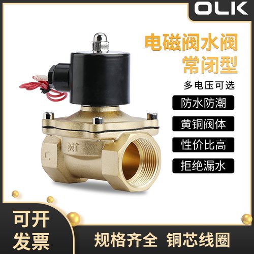 全铜电磁水阀2W160-15常闭2W200-20自来水管开关阀6分1寸2W250-25
