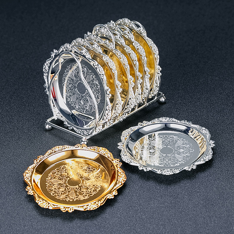 酒吧传奇 欧式复古锌合金镀银调酒古典鸡尾酒杯垫Vintage Coaster