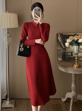 红色改良旗袍连衣裙秋冬新款高级感新中式订婚敬酒回门喜宴礼服裙