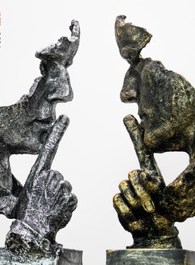 沉默是金雕塑工艺品摆件创意办公室客厅复古抽象艺术品Z装饰品摆