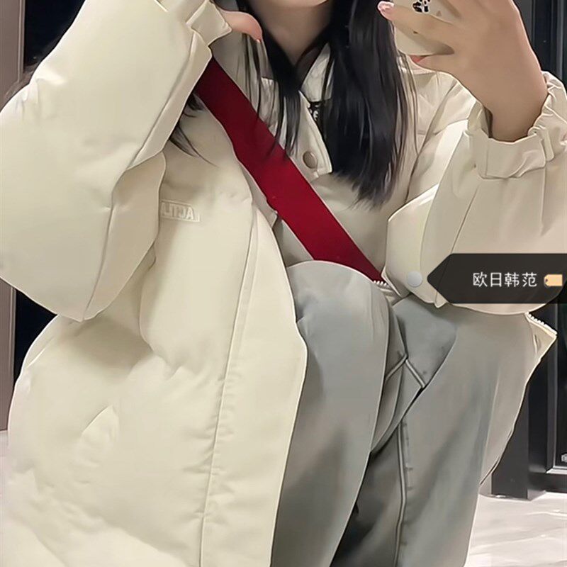 大尺码白色羽绒棉衣棉服女冬季2023新款加厚宽松学生短款面包服外