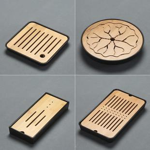 圆竹茶盘家用小型简约托盘功夫茶托茶具套L装 干泡台茶台茶海沥水