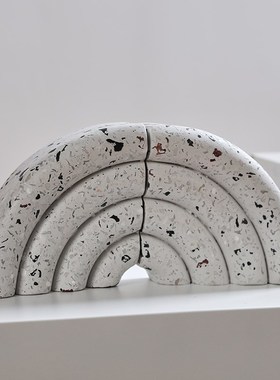 现代简约水磨石书靠摆件极简客厅书房样板房桌面书档办公室装饰品