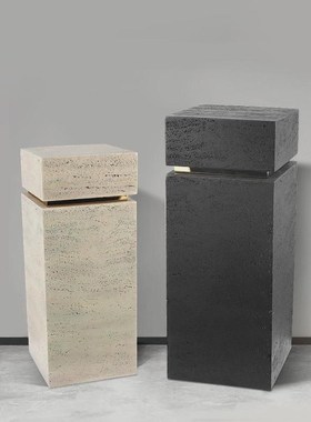 北欧轻奢摆件g客厅落地石墩方形展示台底座大理石基座洞石雕塑摆