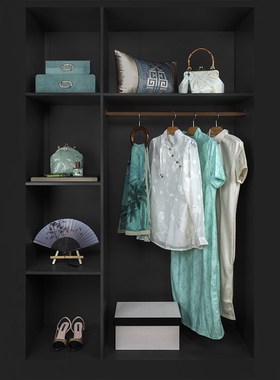 E-Pin逸品 样板房间衣帽间女士装饰摆件古典古风中式翠绿旗袍刺绣