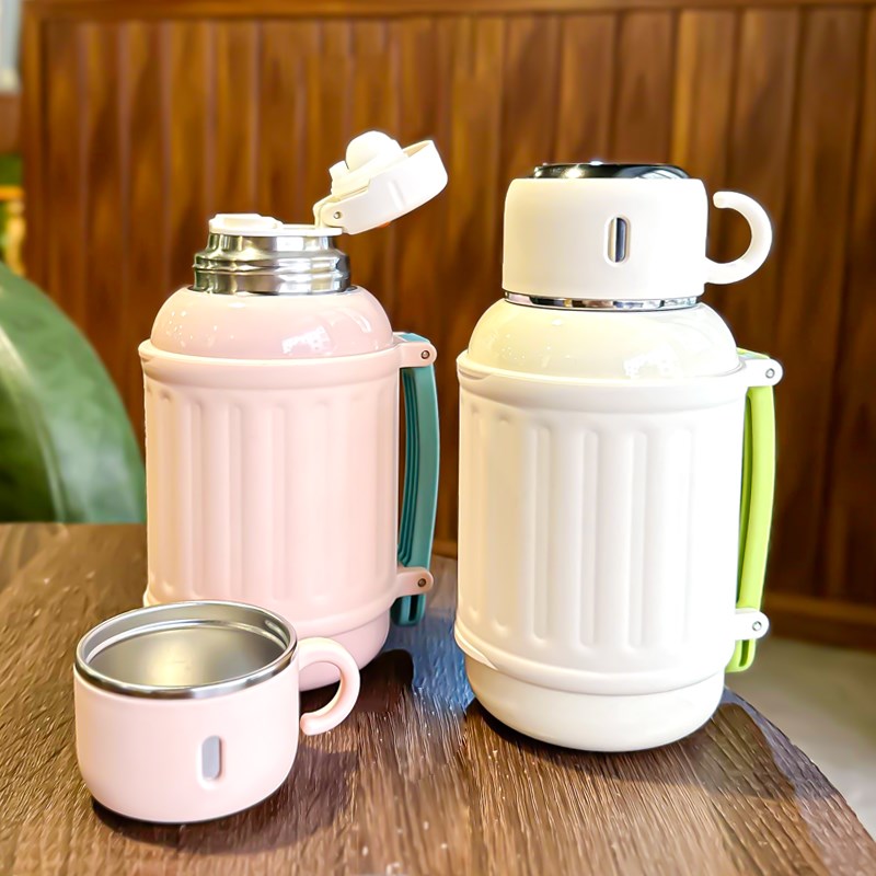 保温杯女生大容量杯子斜挎高颜值精致316不锈钢简约带盖可喝水壶