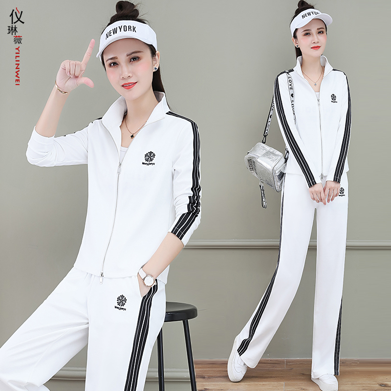 运动休闲服套装女士2022今年流行新款时尚爆款拉链外套长裤两件套