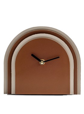 创意皮革层叠时钟摆件客厅酒柜电视柜装饰品样板间卧室床头柜座钟