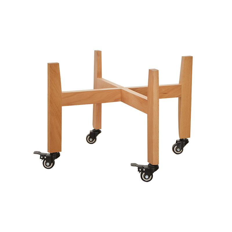 室内落地十字带轮花架实木可花盆架阳台木质绿植架子