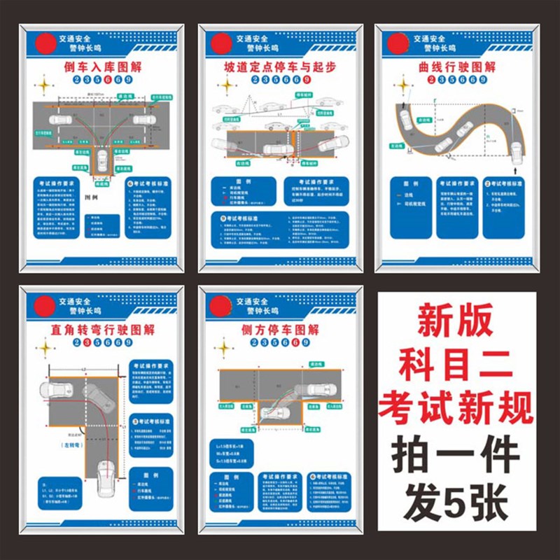 新版驾校新规科目二训练图解场地驾驶技能标准海报宣传展板标志牌