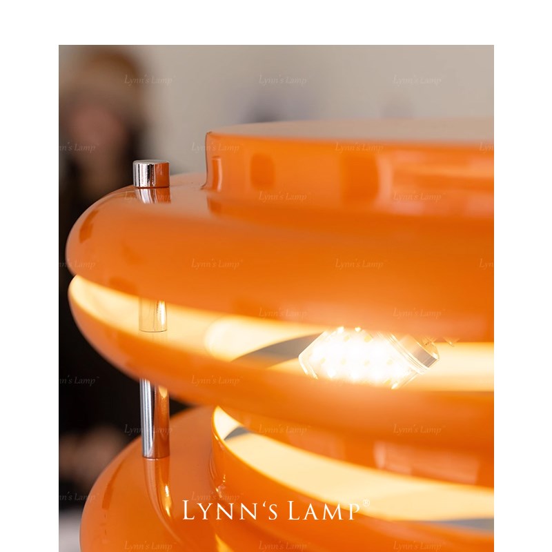 Lynn立意 孟菲斯中古吊灯橙色复刻拉伸吧台设计师岛台in灯