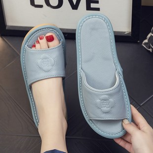 真皮面家居室内加厚保暖凉拖鞋 春夏季 女防滑男软底家X用地板不臭